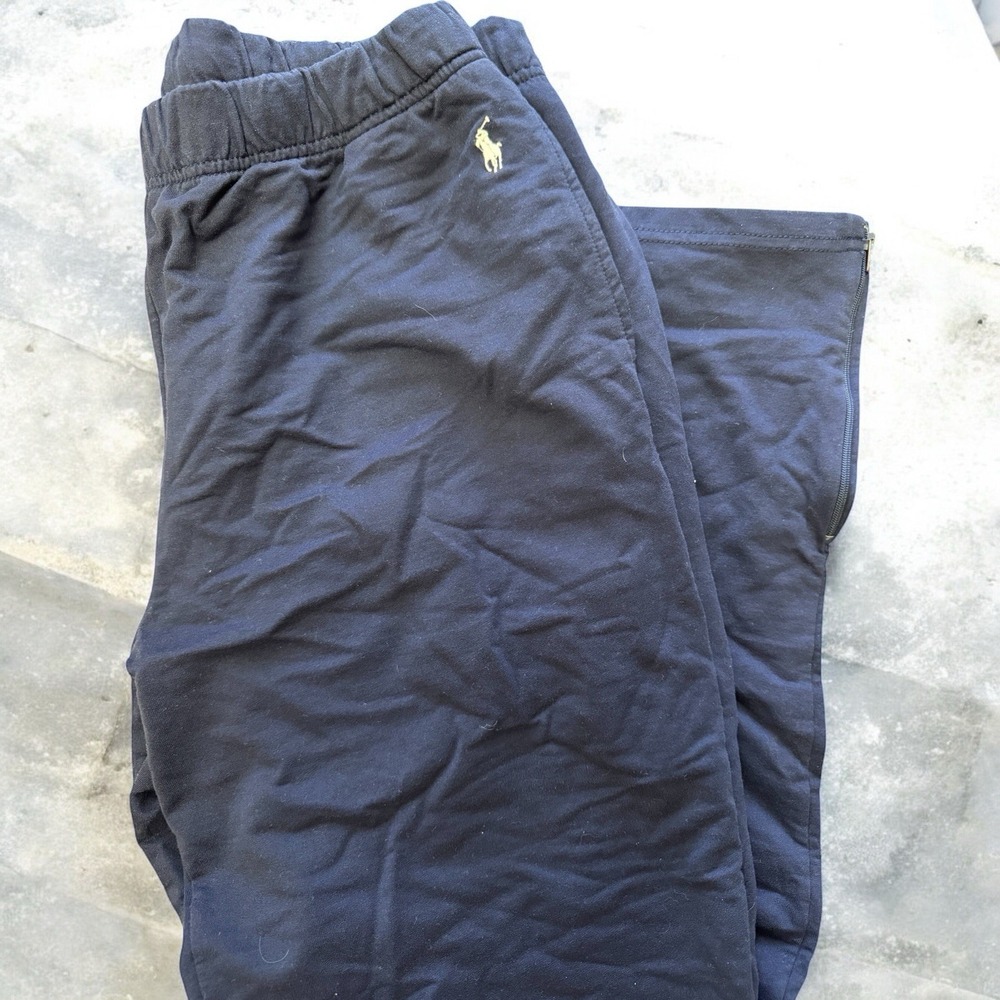 Vintage Polo Ralph Lauren Sweatpants Navy Embroidered Pony Zipper‎ Ankle M